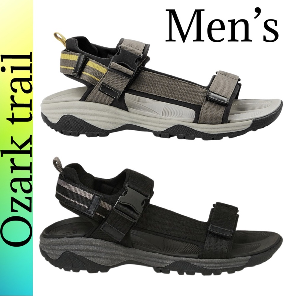 New Men’s Ozark trail Outdoor Trek Ankle Strap Sandals  size various black&moss